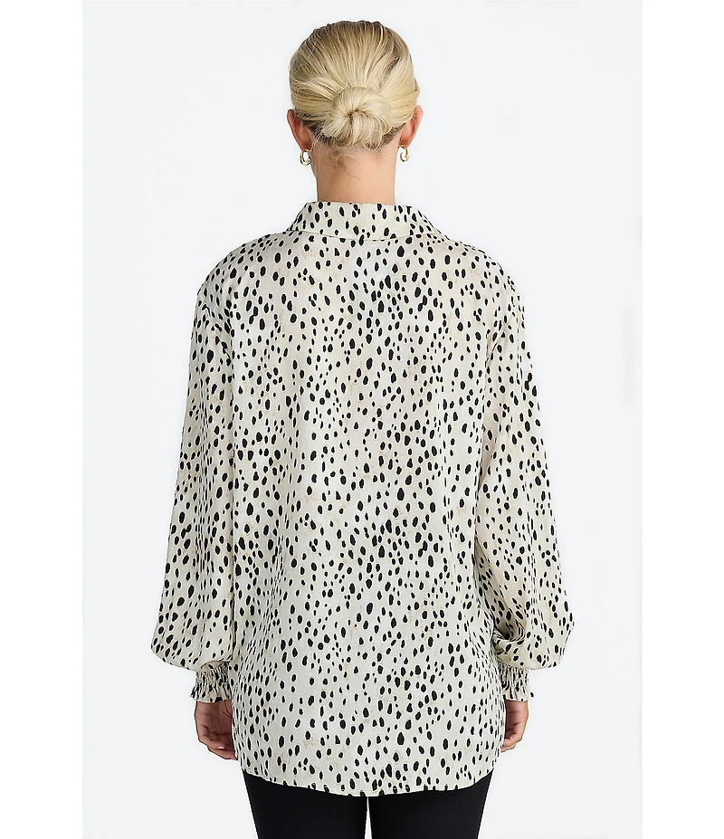 Brave + True Audrey Button Front Long Sleeve Printed Collared Shirt
