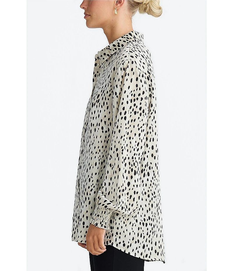 Brave + True Audrey Button Front Long Sleeve Printed Collared Shirt