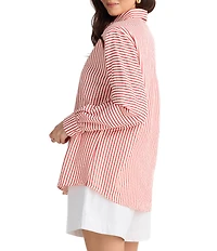 Brave + True Audrey Seersucker Stripe Point Collar Long Sleeve Classic Shirt
