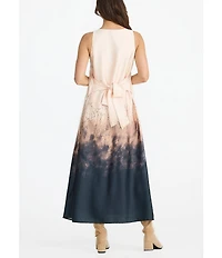 Brave + True Audrey Sleeveless Scoop Neckline Tie Back Ombre Print Maxi Dress