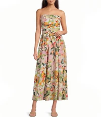 Brave + True Avalon Floral Cotton Poplin Strapless Midi Dress