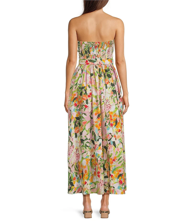 Brave + True Avalon Floral Cotton Poplin Strapless Midi Dress