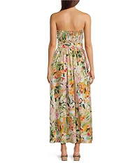 Brave + True Avalon Floral Cotton Poplin Strapless Midi Dress