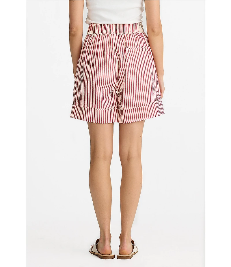 Brave + True Broadway High Rise Coordinaitng Elastic Waistband Pull On Striped Seersucker Shorts