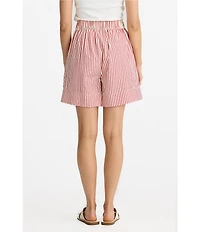 Brave + True Broadway High Rise Coordinaitng Elastic Waistband Pull On Striped Seersucker Shorts