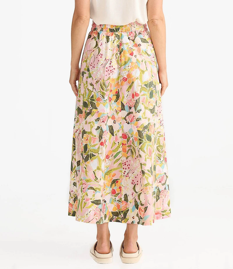 Brave + True Eliza Floral Cotton A-Line Midi Skirt