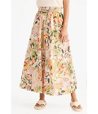 Brave + True Eliza Floral Cotton A-Line Midi Skirt