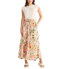 Brave + True Eliza Floral Cotton A-Line Midi Skirt