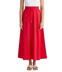 Brave + True Eliza Poplin Drawstring Elastic Pull On Midi Skirt