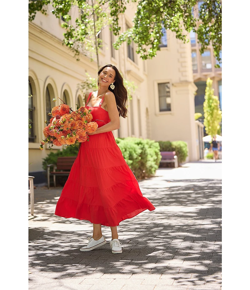 Brave + True Gelato Square Neckline Empire Tiered Midi Dress