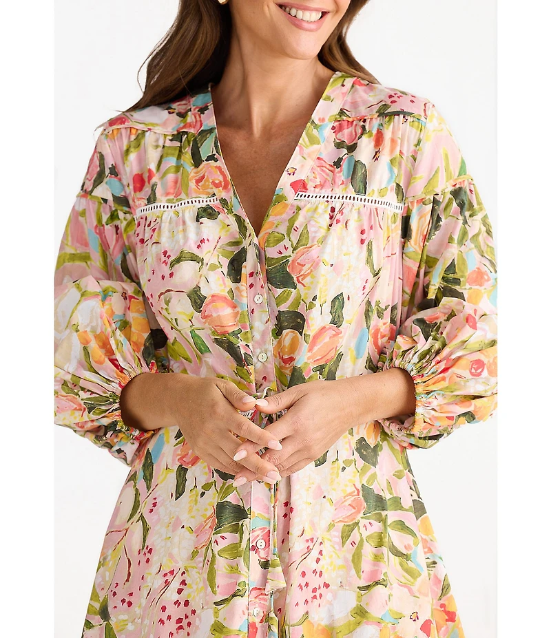 Brave + True Gertie Zoe's Garden V-Neck Long Sleeve Maxi Dress