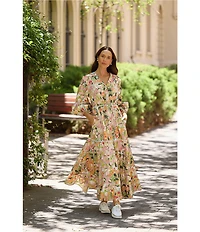 Brave + True Gertie Zoe's Garden V-Neck Long Sleeve Maxi Dress