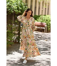 Brave + True Gertie Zoe's Garden V-Neck Long Sleeve Maxi Dress