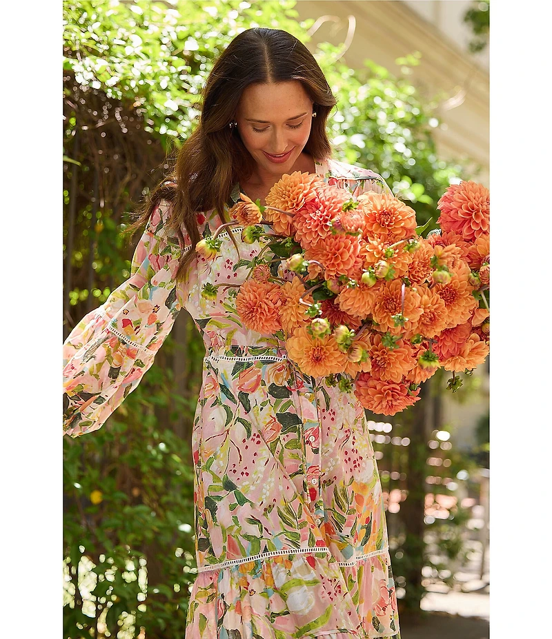 Brave + True Gertie Zoe's Garden V-Neck Long Sleeve Maxi Dress