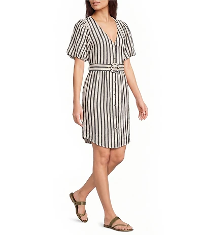 Brave + True Gracie Seersucker Short Sleeve Belted Dress