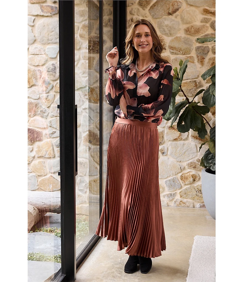 Brave + True Identity Pleated A-Line Midi Skirt