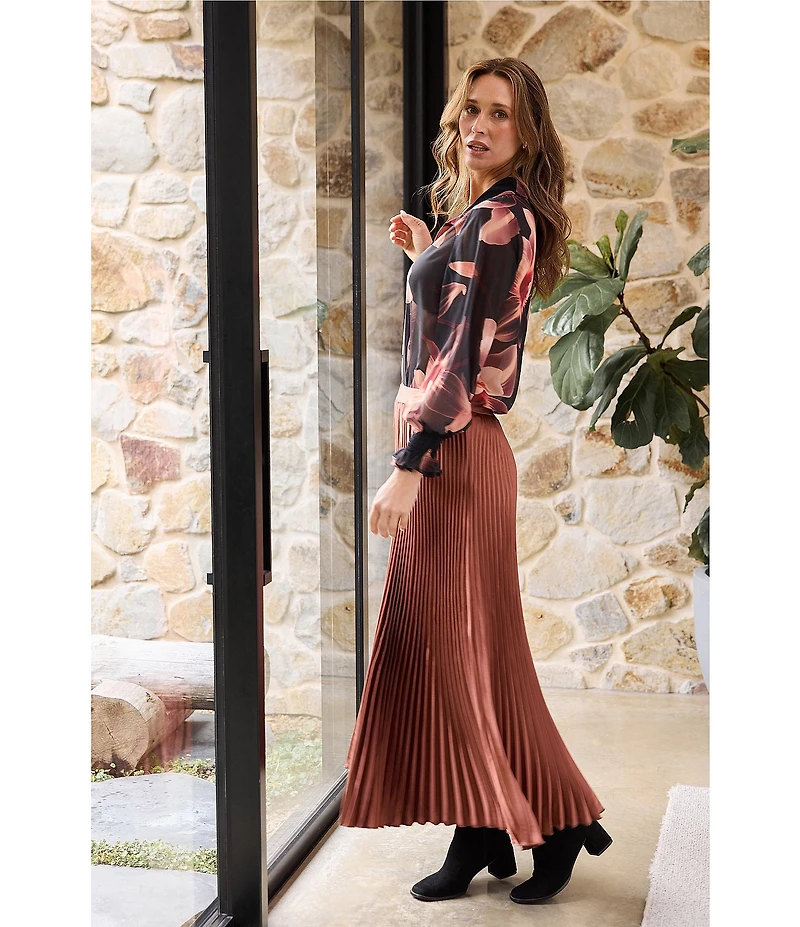 Brave + True Identity Pleated A-Line Midi Skirt