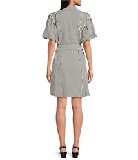 Brave + True Lenni Gingham Button Front Belted Mini Dress