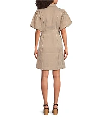 Brave + True Lenni Gingham Button Front Belted Mini Dress