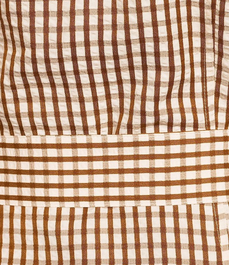Brave + True Lenni Gingham Button Front Belted Mini Dress