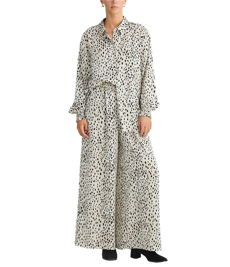 Brave + True Liza Wide Leg Drawstring Front Pull On Pants