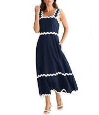 Brave + True Marlo Linen Blend Ric-Rac Sleeveless A-Line Maxi Dress