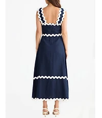 Brave + True Marlo Linen Blend Ric-Rac Sleeveless A-Line Maxi Dress