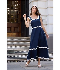 Brave + True Marlo Linen Blend Ric-Rac Sleeveless A-Line Maxi Dress