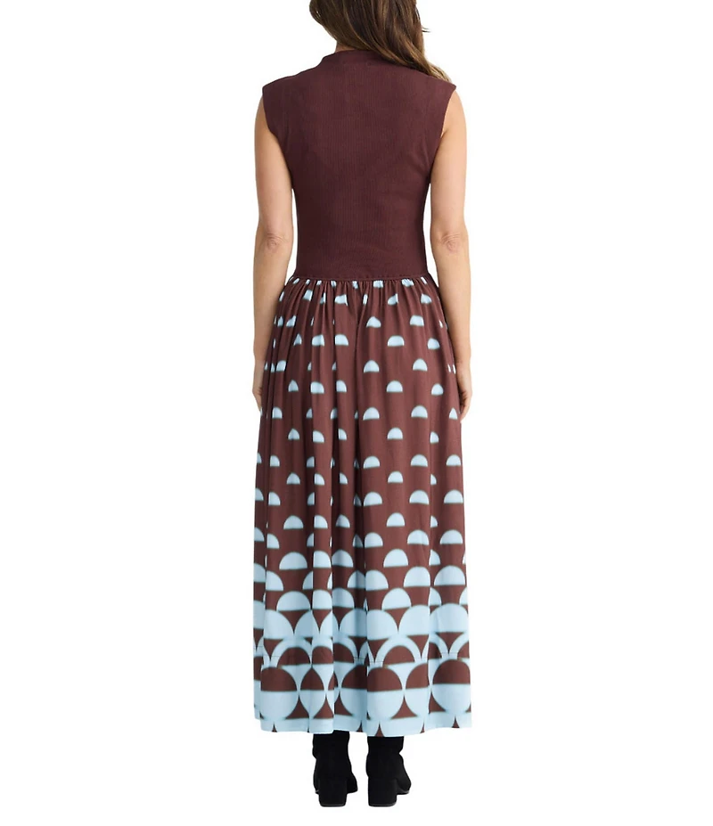 Brave + True Mayflower Sleeveless Mock Neckline Printed A Line Maxi Dress