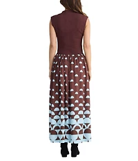 Brave + True Mayflower Sleeveless Mock Neckline Printed A Line Maxi Dress