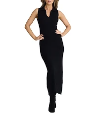 Brave + True Mimi Split V-Neckline Sleeveless Sweater Rib Bodycon Midi Dress