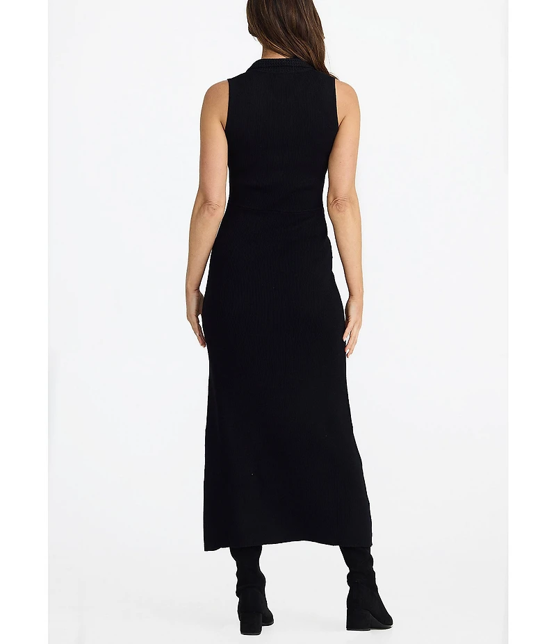 Brave + True Mimi Split V-Neckline Sleeveless Sweater Rib Bodycon Midi Dress