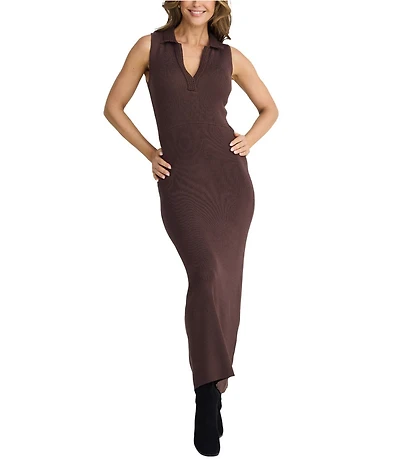Brave + True Mimi Split V-Neckline Sleeveless Sweater Rib Bodycon Midi Dress