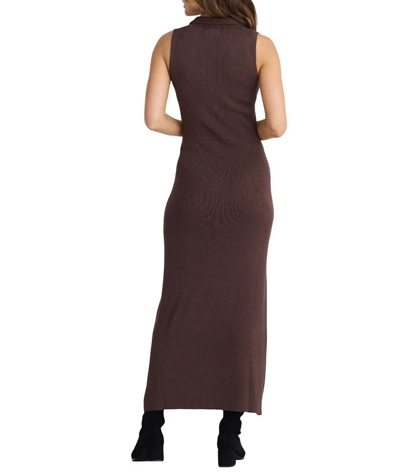 Brave + True Mimi Split V-Neckline Sleeveless Sweater Rib Bodycon Midi Dress