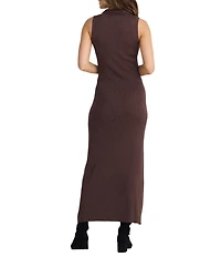 Brave + True Mimi Split V-Neckline Sleeveless Sweater Rib Bodycon Midi Dress