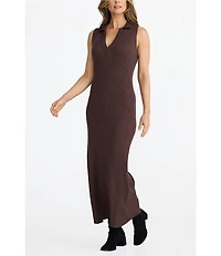 Brave + True Mimi Split V-Neckline Sleeveless Sweater Rib Bodycon Midi Dress