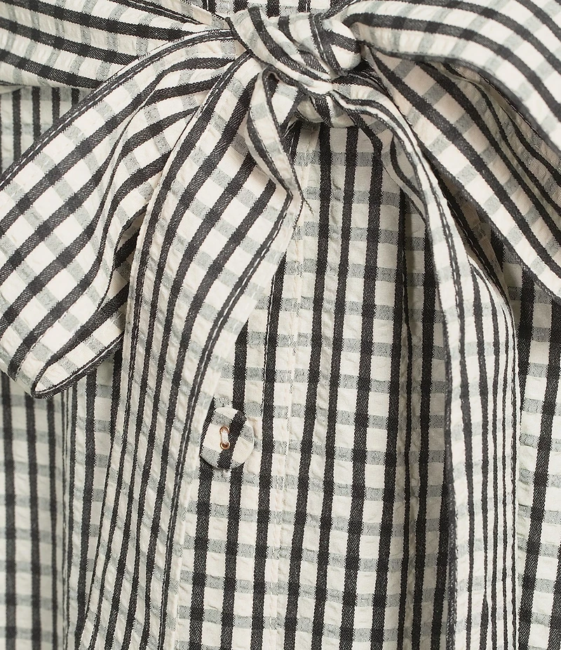 Brave + True Portia Gingham Short Sleeve Collared Button Front Midi Shirt Dress