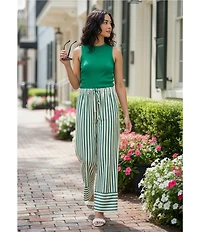 Brave + True Portia Striped Seersucker Wide Leg Drawstring Pants