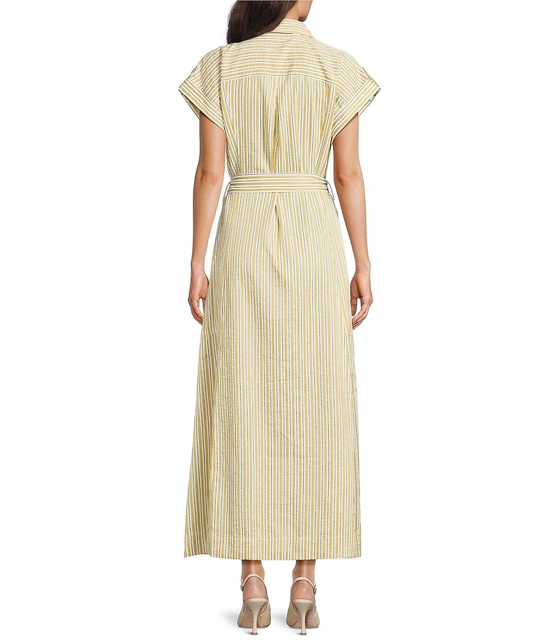 Brave + True Portia Striped Short Sleeve Collared Button Front Midi Shirt Dress