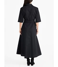 Brave + True Rosellini 3/4 Sleeve Collared Button Front Shirt Maxi Dress