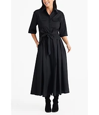 Brave + True Rosellini 3/4 Sleeve Collared Button Front Shirt Maxi Dress