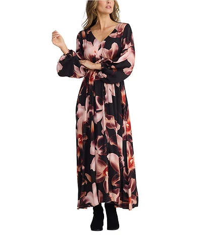 Brave + True Sunshine V-Neck Long Sleeve Tie Waist Maxi Dress