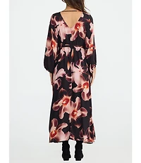 Brave + True Sunshine V-Neck Long Sleeve Tie Waist Maxi Dress