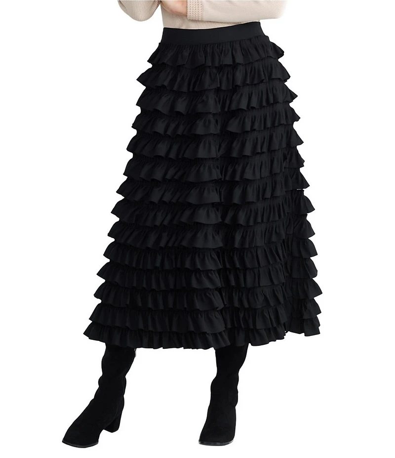 Brave + True Symphony Ruffle Midi Skirt