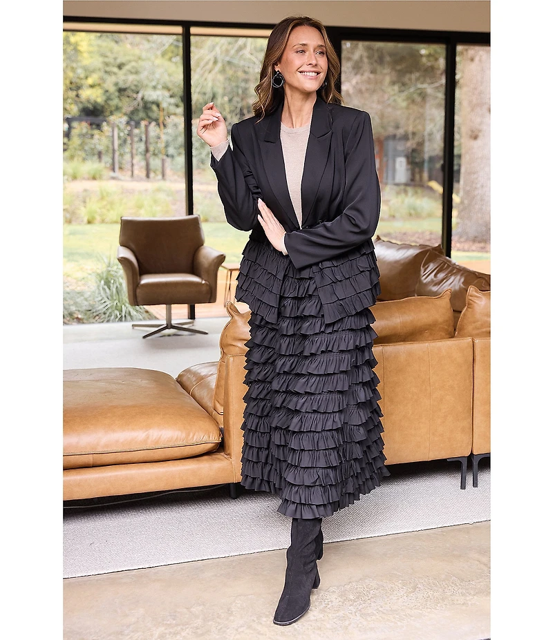 Brave + True Symphony Ruffle Midi Skirt