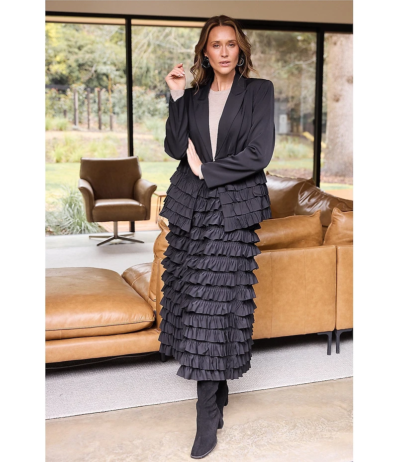 Brave + True Symphony Ruffle Midi Skirt