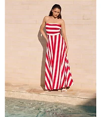 Brave + True Thandie Sleeveless Strapless Horizontal Bodice Stripe Fit And Flare Maxi Dress
