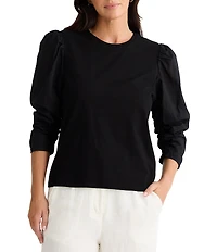 Brave + True 3/4 Gathered Puff Sleeve Crew Neck Top