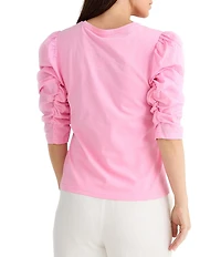 Brave + True 3/4 Gathered Puff Sleeve Crew Neck Top