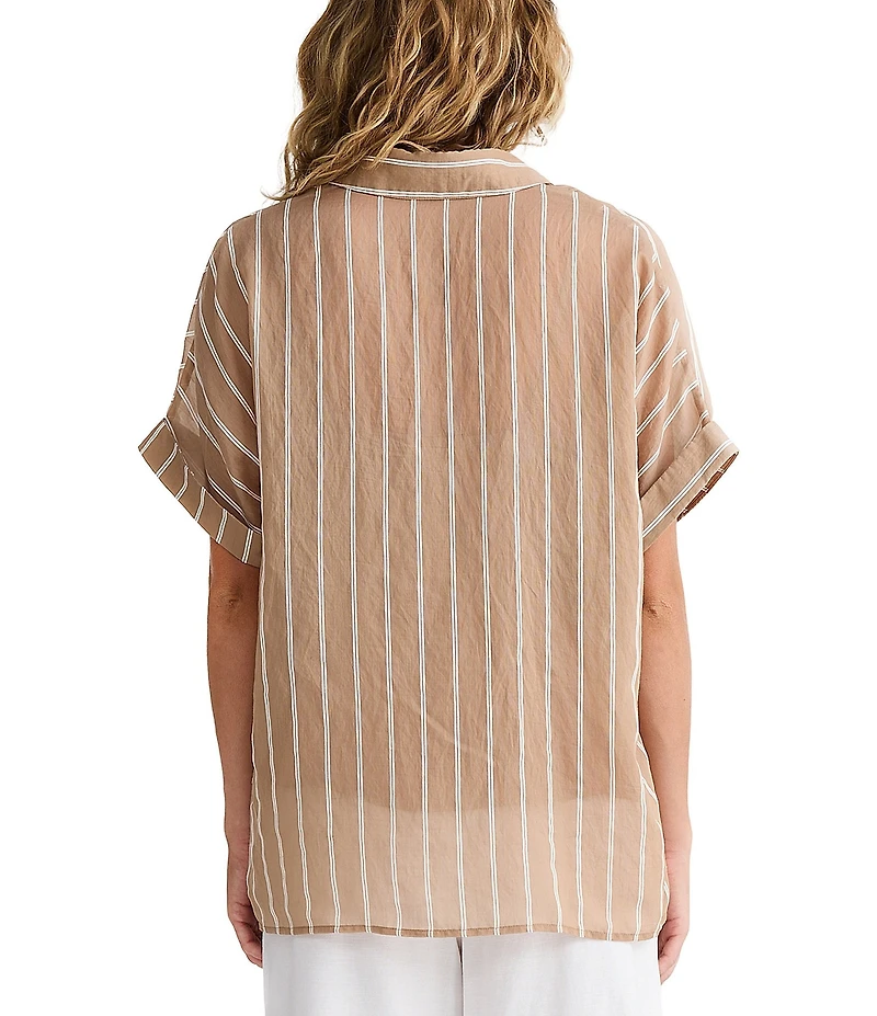 Brave + True Alice Short Sleeve Striped Button Down Blouse